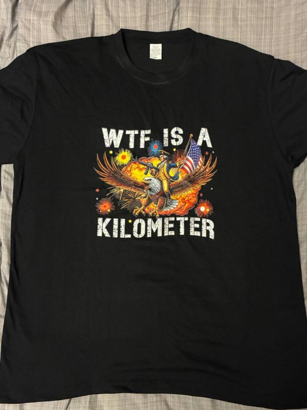 Retro WTF is A Kilometer Funny Patriotic American Freedom T Shirt - XL XXL New